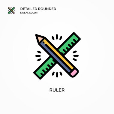 Cetvel vektör simgesi. Modern vektör illüstrasyon kavramları. Düzenlemesi ve kişiselleştirmesi kolay.