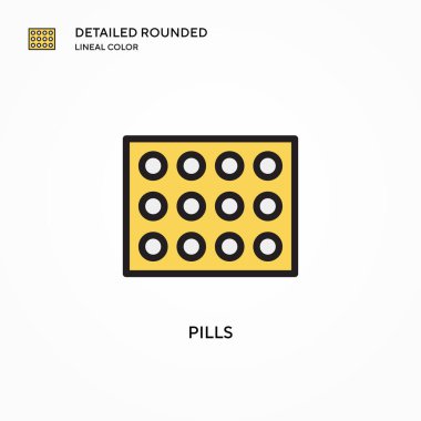 İlaç vektör ikonu. Modern vektör illüstrasyon kavramları. Düzenlemesi ve kişiselleştirmesi kolay.