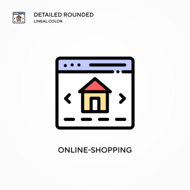 Çevrimiçi alışveriş vektör simgesi. Modern vektör illüstrasyon kavramları. Düzenlemesi ve kişiselleştirmesi kolay.