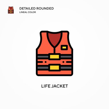 Can yeleği vektör simgesi. Modern vektör illüstrasyon kavramları. Düzenlemesi ve kişiselleştirmesi kolay.