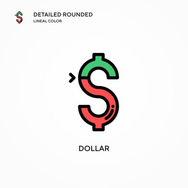 Dolar vektör simgesi. Modern vektör illüstrasyon kavramları. Düzenlemesi ve kişiselleştirmesi kolay.