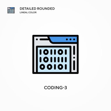 Kodlama 3 vektör simgesi. Modern vektör illüstrasyon kavramları. Düzenlemesi ve kişiselleştirmesi kolay.