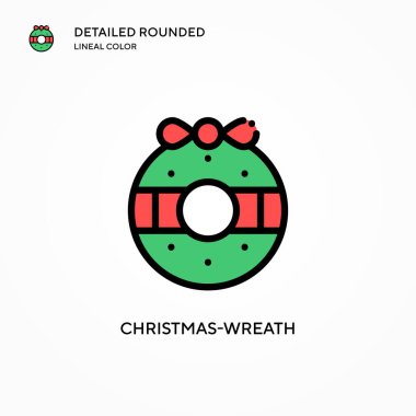 Noel çelengi vektör simgesi. Modern vektör illüstrasyon kavramları. Düzenlemesi ve kişiselleştirmesi kolay.