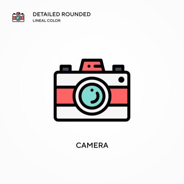 Kamera vektör simgesi. Modern vektör illüstrasyon kavramları. Düzenlemesi ve kişiselleştirmesi kolay.