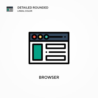 Tarayıcı vektör simgesi. Modern vektör illüstrasyon kavramları. Düzenlemesi ve kişiselleştirmesi kolay.