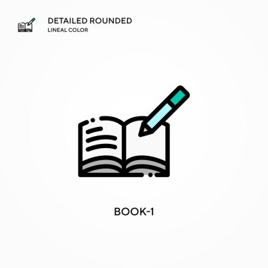 Kitap-1 vektör simgesi. Modern vektör illüstrasyon kavramları. Düzenlemesi ve kişiselleştirmesi kolay.