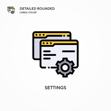 Ayarlar vektör simgesi. Modern vektör illüstrasyon kavramları. Düzenlemesi ve kişiselleştirmesi kolay.