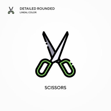 Makas vektör simgesi. Modern vektör illüstrasyon kavramları. Düzenlemesi ve kişiselleştirmesi kolay.