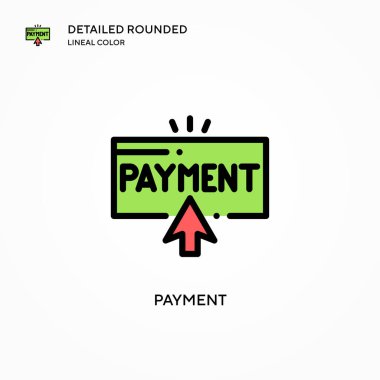 Ödeme vektör simgesi. Modern vektör illüstrasyon kavramları. Düzenlemesi ve kişiselleştirmesi kolay.