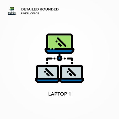 Laptop-1 vektör simgesi. Modern vektör illüstrasyon kavramları. Düzenlemesi ve kişiselleştirmesi kolay.