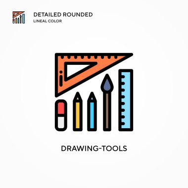 Çizim araçları vektör simgesi. Modern vektör illüstrasyon kavramları. Düzenlemesi ve kişiselleştirmesi kolay.