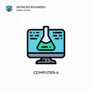 Bilgisayar-6 vektör simgesi. Modern vektör illüstrasyon kavramları. Düzenlemesi ve kişiselleştirmesi kolay.