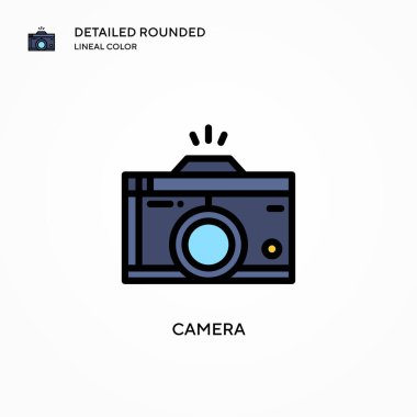 Kamera vektör simgesi. Modern vektör illüstrasyon kavramları. Düzenlemesi ve kişiselleştirmesi kolay.