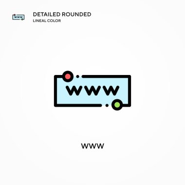 Www vektör simgesi. Modern vektör illüstrasyon kavramları. Düzenlemesi ve kişiselleştirmesi kolay.