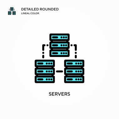 Sunucu vektör simgesi. Modern vektör illüstrasyon kavramları. Düzenlemesi ve kişiselleştirmesi kolay.