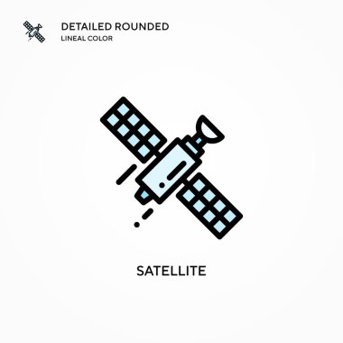 Uydu vektör simgesi. Modern vektör illüstrasyon kavramları. Düzenlemesi ve kişiselleştirmesi kolay.