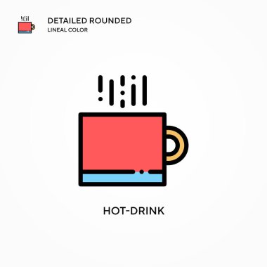 Sıcak içecek vektör simgesi. Modern vektör illüstrasyon kavramları. Düzenlemesi ve kişiselleştirmesi kolay.