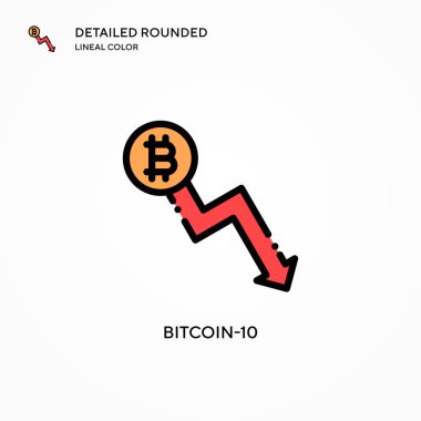 Bitcoin-10 vektör simgesi. Modern vektör illüstrasyon kavramları. Düzenlemesi ve kişiselleştirmesi kolay.