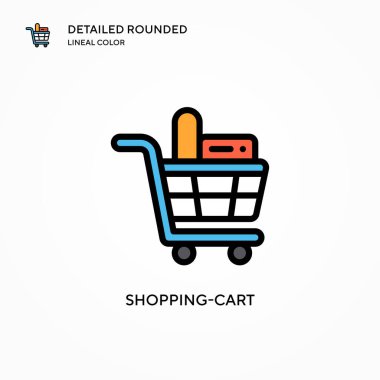 Alışveriş arabası vektör simgesi. Modern vektör illüstrasyon kavramları. Düzenlemesi ve kişiselleştirmesi kolay.