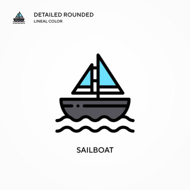Yelkenli vektör simgesi. Modern vektör illüstrasyon kavramları. Düzenlemesi ve kişiselleştirmesi kolay.