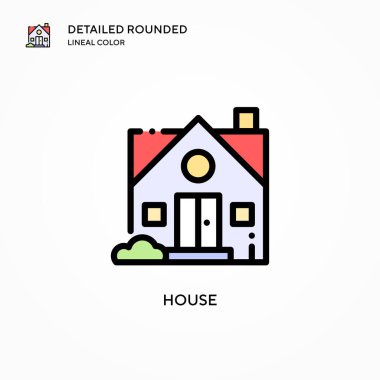 Ev vektör simgesi. Modern vektör illüstrasyon kavramları. Düzenlemesi ve kişiselleştirmesi kolay.