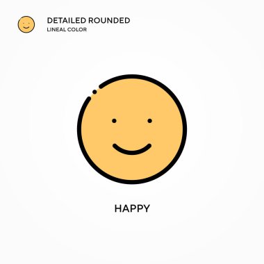 Mutlu vektör simgesi. Modern vektör illüstrasyon kavramları. Düzenlemesi ve kişiselleştirmesi kolay.