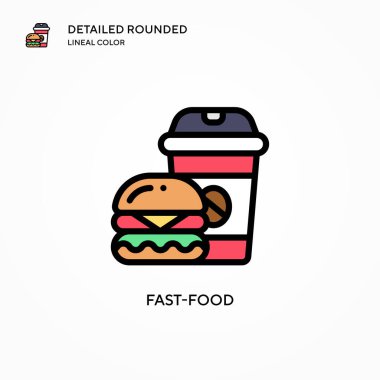 Fast food vektör simgesi. Modern vektör illüstrasyon kavramları. Düzenlemesi ve kişiselleştirmesi kolay.