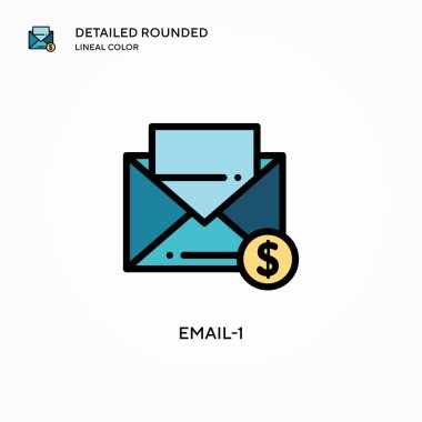 E- posta-1 vektör simgesi. Modern vektör illüstrasyon kavramları. Düzenlemesi ve kişiselleştirmesi kolay.