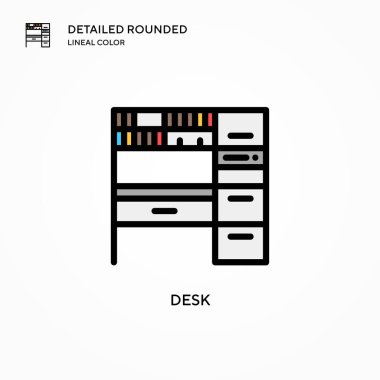Masa vektör simgesi. Modern vektör illüstrasyon kavramları. Düzenlemesi ve kişiselleştirmesi kolay.