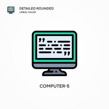 Bilgisayar-5 vektör simgesi. Modern vektör illüstrasyon kavramları. Düzenlemesi ve kişiselleştirmesi kolay.
