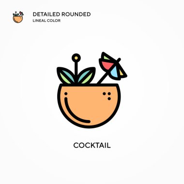 Kokteyl vektör simgesi. Modern vektör illüstrasyon kavramları. Düzenlemesi ve kişiselleştirmesi kolay.