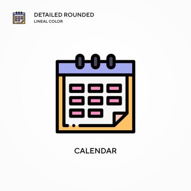 Takvim vektör simgesi. Modern vektör illüstrasyon kavramları. Düzenlemesi ve kişiselleştirmesi kolay.