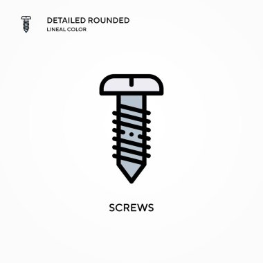 Vidalar vektör simgesi. Modern vektör illüstrasyon kavramları. Düzenlemesi ve kişiselleştirmesi kolay.