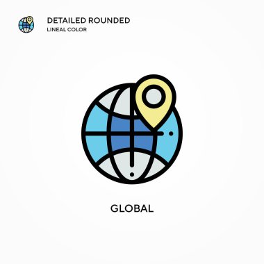 Küresel vektör simgesi. Modern vektör illüstrasyon kavramları. Düzenlemesi ve kişiselleştirmesi kolay.