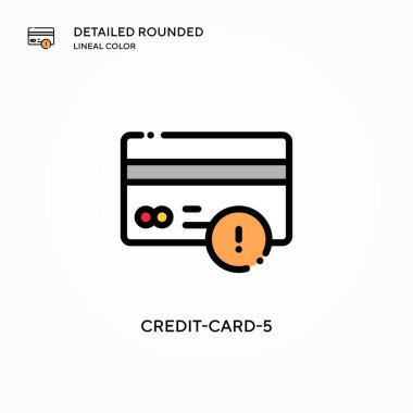 Kredi kartı-5 vektör simgesi. Modern vektör illüstrasyon kavramları. Düzenlemesi ve kişiselleştirmesi kolay.