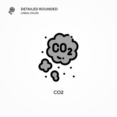CO2 vektör simgesi. Modern vektör illüstrasyon kavramları. Düzenlemesi ve kişiselleştirmesi kolay.