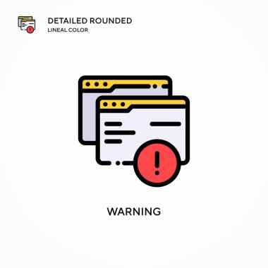 Uyarı vektör simgesi. Modern vektör illüstrasyon kavramları. Düzenlemesi ve kişiselleştirmesi kolay.