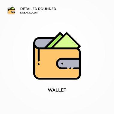 Cüzdan vektör simgesi. Modern vektör illüstrasyon kavramları. Düzenlemesi ve kişiselleştirmesi kolay.