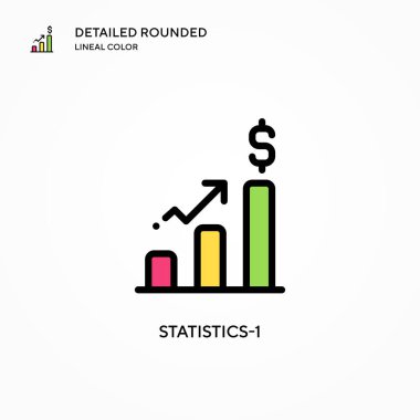 İstatistik-1 vektör simgesi. Modern vektör illüstrasyon kavramları. Düzenlemesi ve kişiselleştirmesi kolay.