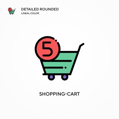 Alışveriş arabası vektör simgesi. Modern vektör illüstrasyon kavramları. Düzenlemesi ve kişiselleştirmesi kolay.