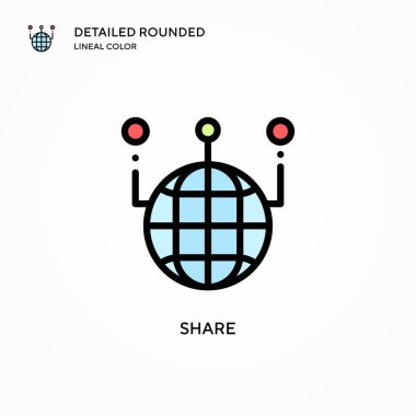 Vektör simgesini paylaş. Modern vektör illüstrasyon kavramları. Düzenlemesi ve kişiselleştirmesi kolay.