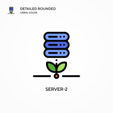 Sunucu-2 vektör simgesi. Modern vektör illüstrasyon kavramları. Düzenlemesi ve kişiselleştirmesi kolay.