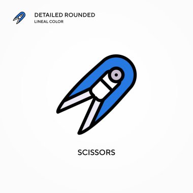 Makas vektör simgesi. Modern vektör illüstrasyon kavramları. Düzenlemesi ve kişiselleştirmesi kolay.