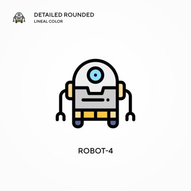 Robot-4 vektör simgesi. Modern vektör illüstrasyon kavramları. Düzenlemesi ve kişiselleştirmesi kolay.