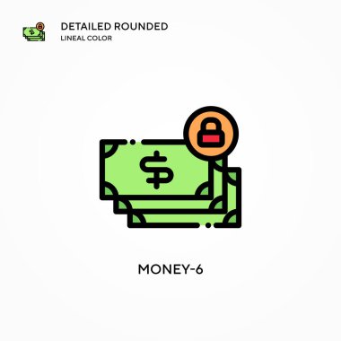 Money-6 vektör simgesi. Modern vektör illüstrasyon kavramları. Düzenlemesi ve kişiselleştirmesi kolay.