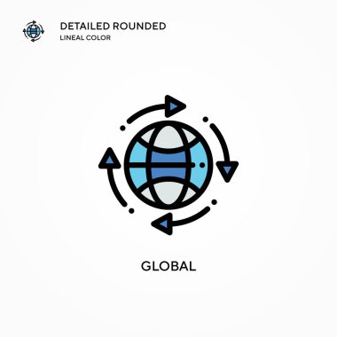Küresel vektör simgesi. Modern vektör illüstrasyon kavramları. Düzenlemesi ve kişiselleştirmesi kolay.