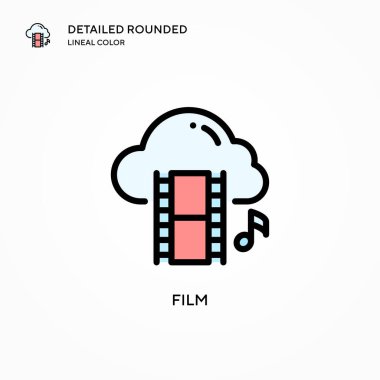Film vektör simgesi. Modern vektör illüstrasyon kavramları. Düzenlemesi ve kişiselleştirmesi kolay.