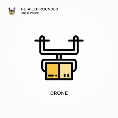 Drone vektör simgesi. Modern vektör illüstrasyon kavramları. Düzenlemesi ve kişiselleştirmesi kolay.