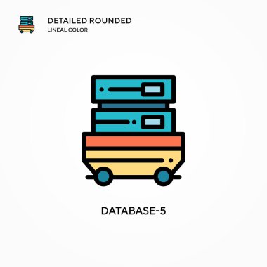 Veritabanı-5 vektör simgesi. Modern vektör illüstrasyon kavramları. Düzenlemesi ve kişiselleştirmesi kolay.