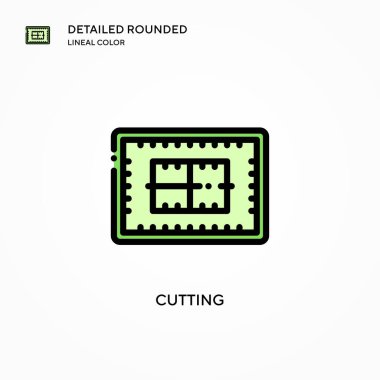 Vektör simgesi kesiliyor. Modern vektör illüstrasyon kavramları. Düzenlemesi ve kişiselleştirmesi kolay.